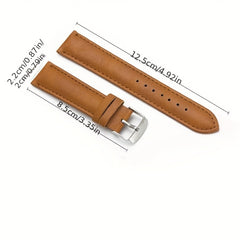 20 22mm Brown PU Leather Strap for Men's Watch