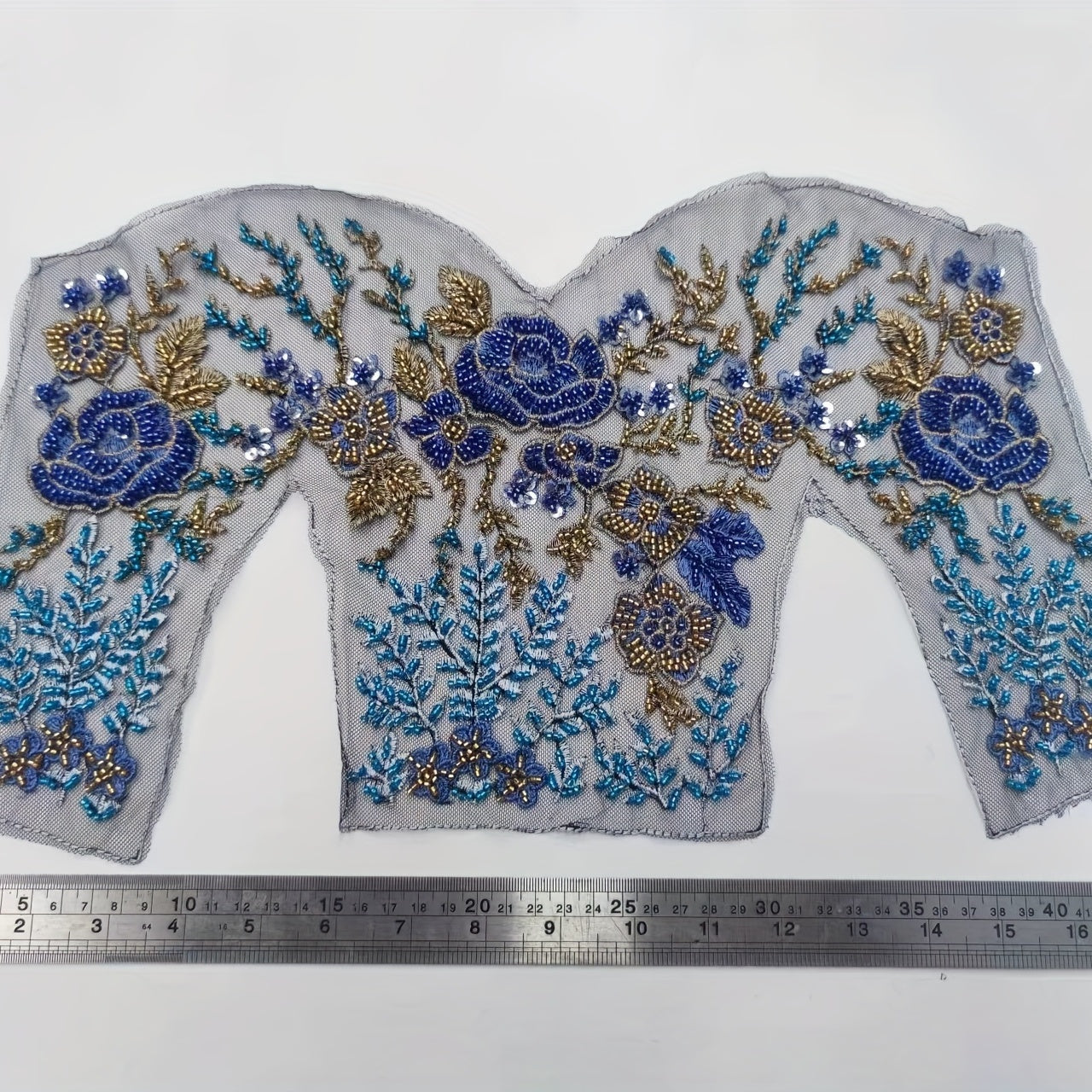 Beaded Tube Embroidered Lace Patch Applique Flower Sticker