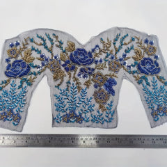 Beaded Tube Embroidered Lace Patch Applique Flower Sticker