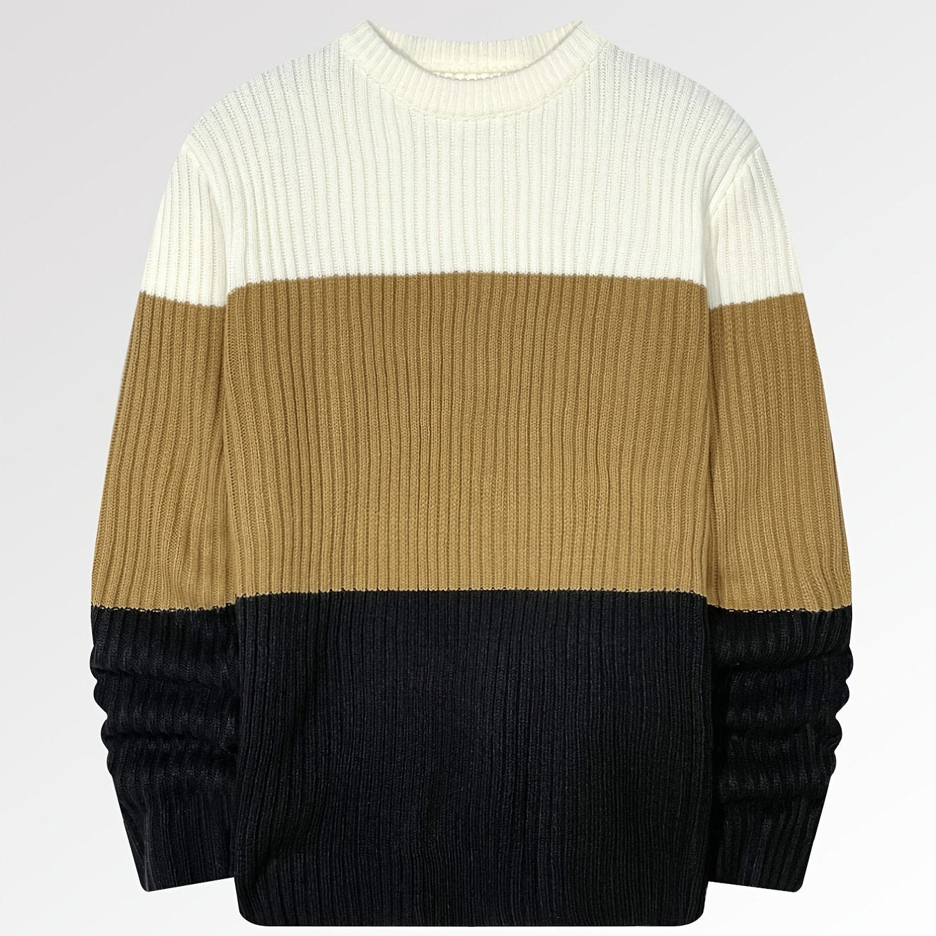 Men's Block Crew Neck Pullover Knit Sweater Top