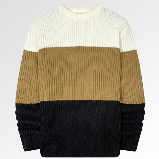 Men's Block Crew Neck Pullover Knit Sweater Top
