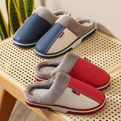 Men's Colorblock Cotton Non-slip Slippers Warm Cozy Slides