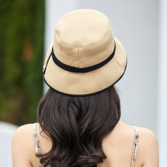 French Style Pearl Decor Edge Bucket Hat Sunscreen Beach Fisherman Cap