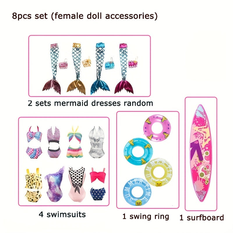 8PCS Pack Doll Clothes Bikini Beach Swimwear Set for 11 8in Dolls