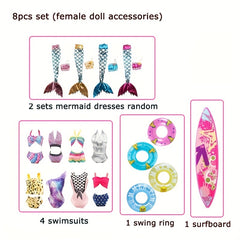8PCS Pack Doll Clothes Bikini Beach Swimwear Set for 11 8in Dolls