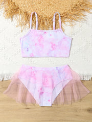 Girls Tie Dye 2pc Swimwear Set Top Tutu Briefs Summer Gift