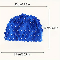 Royal Faux Pearl Flower Swim Hat Stretchy Cap Women's Swimwear