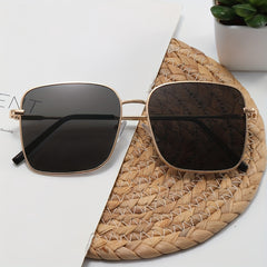 Square Metal Sunglasses UV400 Anti Glare for Driving