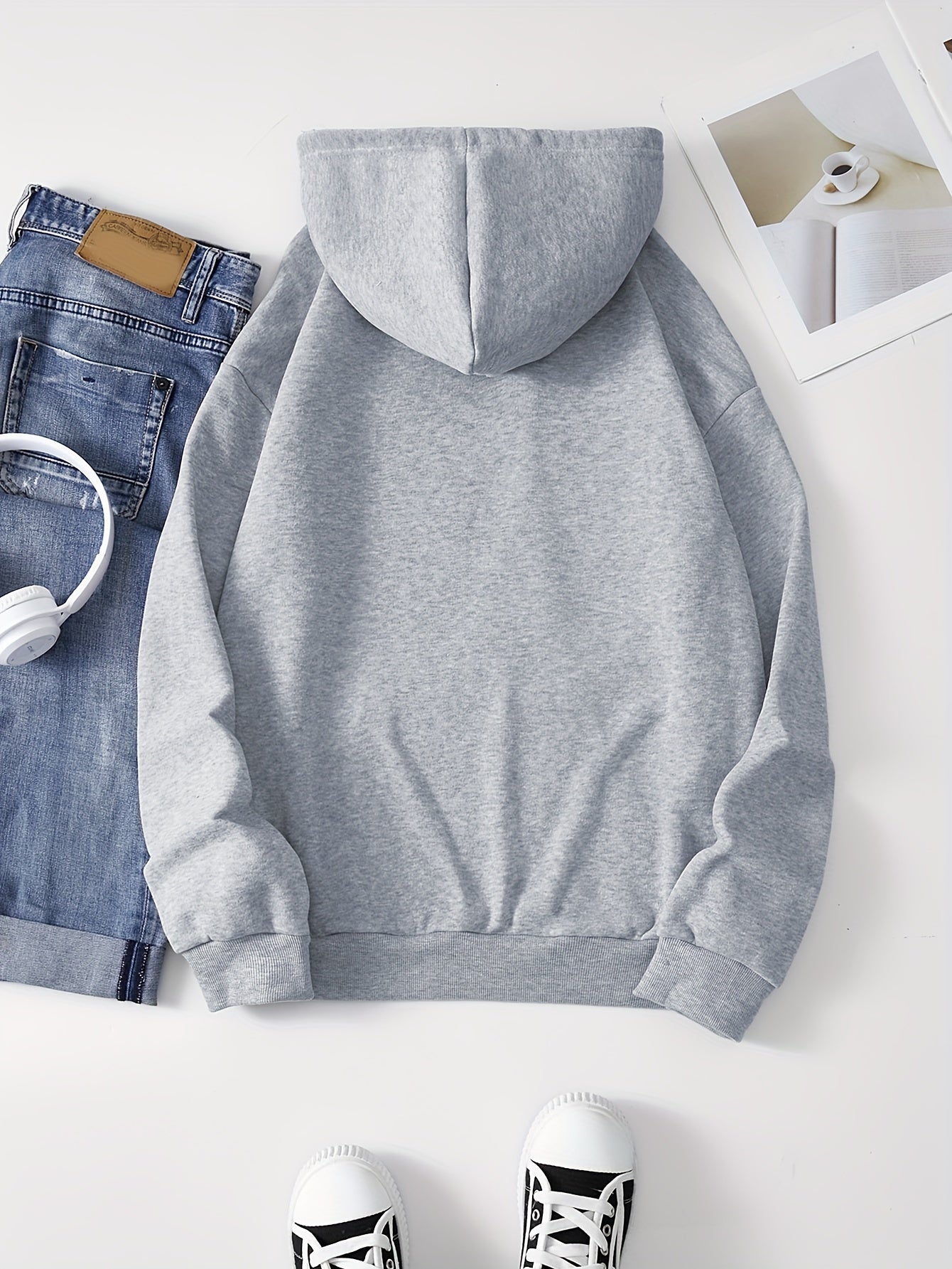 Miami Print Kangaroo Pockets Hoodie Spring & Fall Women's Clothing