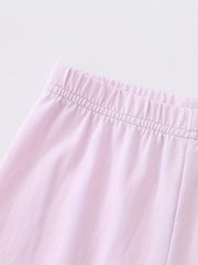 Girls Crop Leggings w/ Lace Bow Stretch Comfy Fit