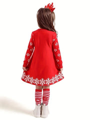 Christmas Deer Jacquard Knitted Dress Long Sleeve Sweater