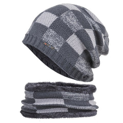 Winter Hat Pullover Cap Scarf Two piece Set Plus Velvet Thick Woolen Cap