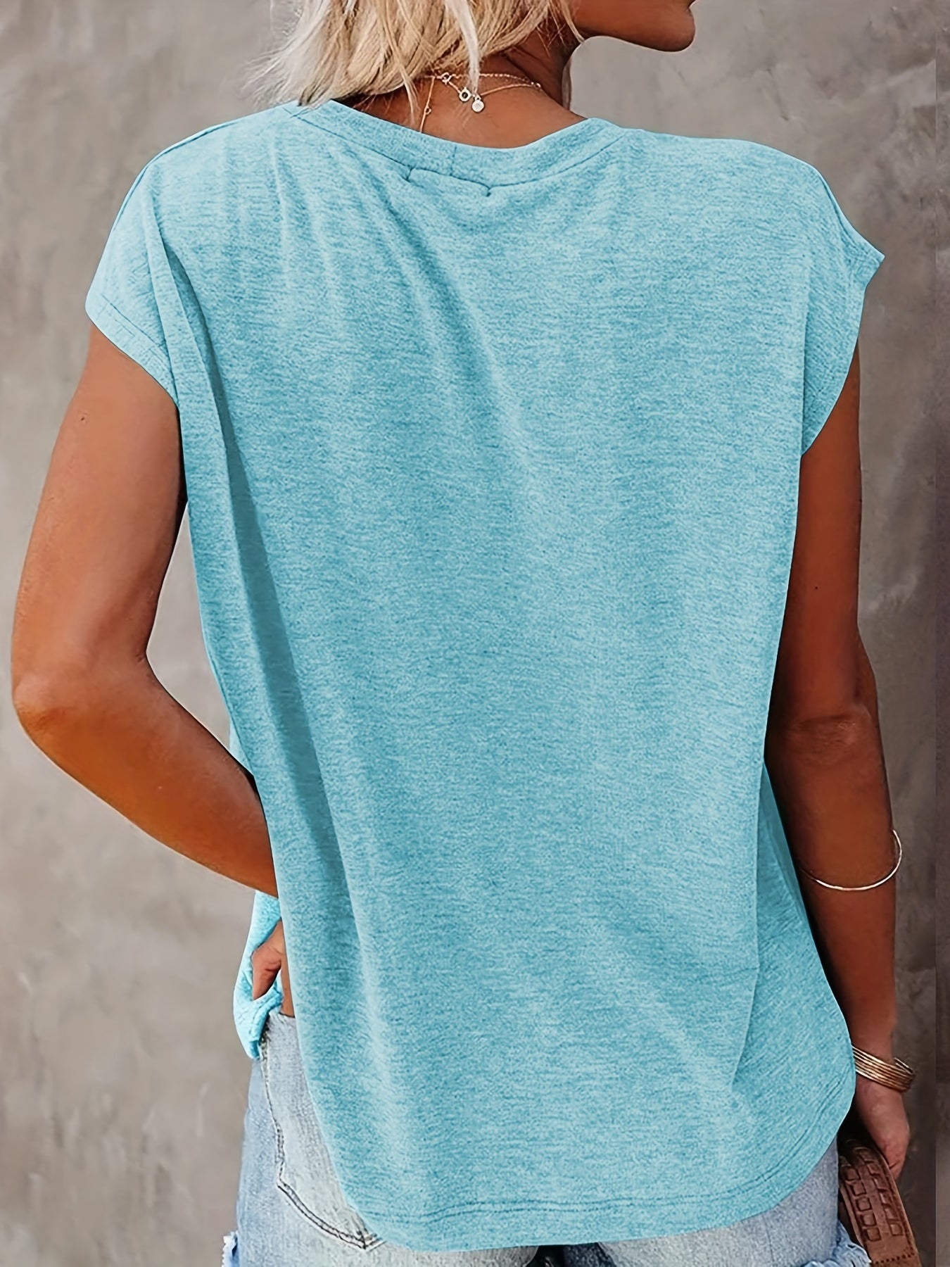Floral Print Cap Sleeve Top Summer Crew Neck Casual Top