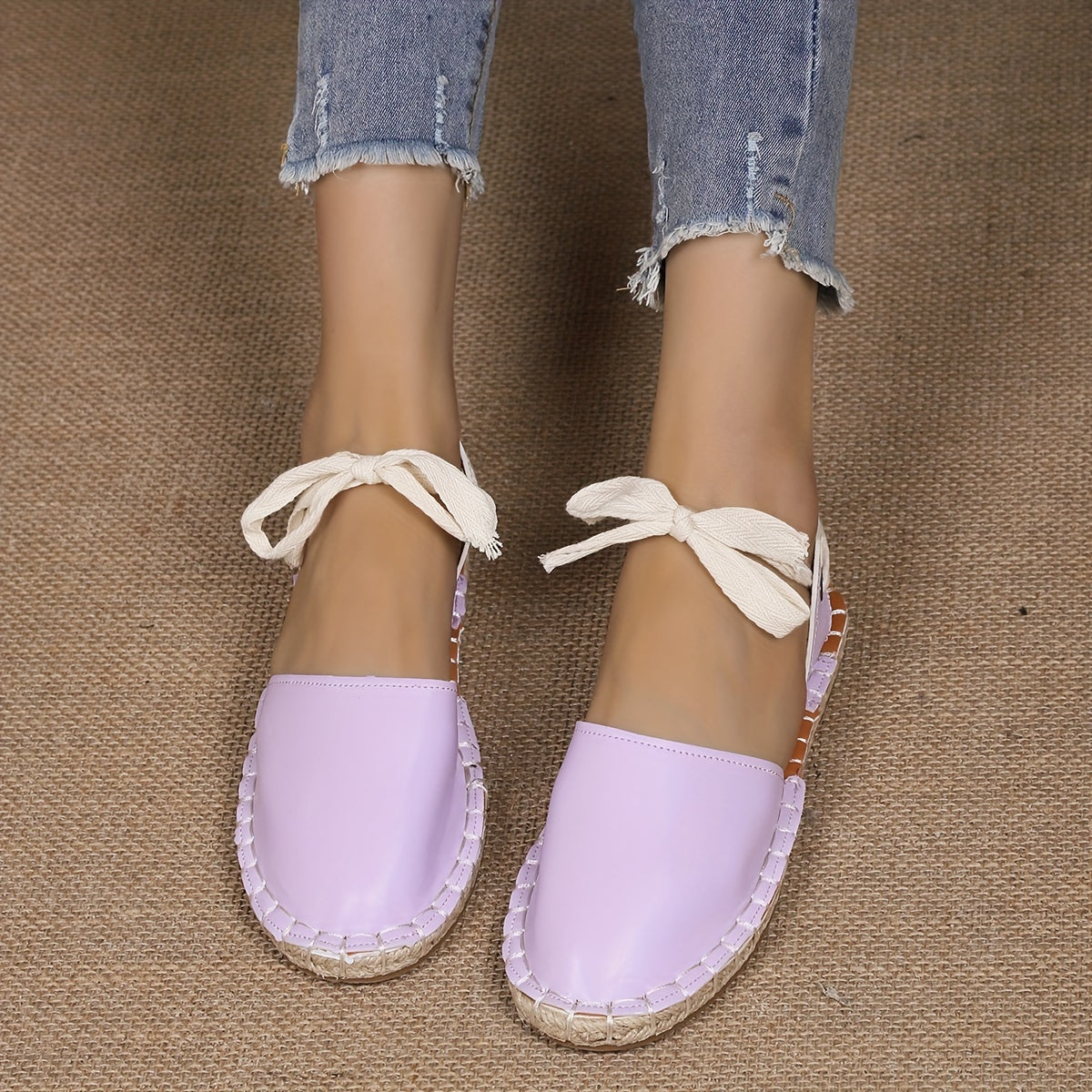 Espadrille Flat Shoes Closed Toe Lace Up Ankle Slingback Sandals