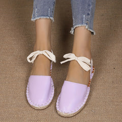 Espadrille Flat Shoes Closed Toe Lace Up Ankle Slingback Sandals