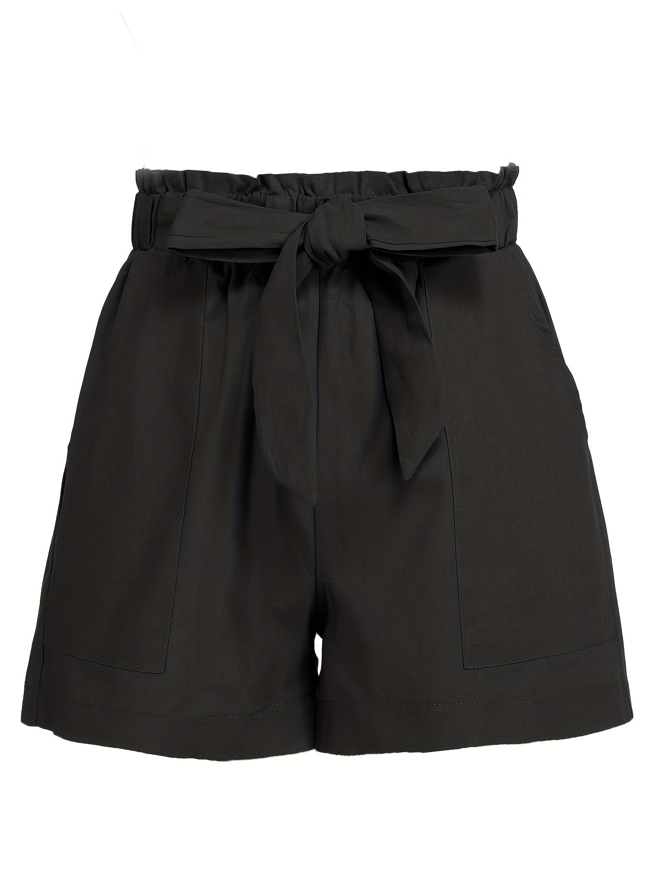 Ruffle Trim Tie Waist Shorts with Pockets