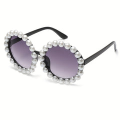 Faux Pearl Round Sunglasses Gradient UV400