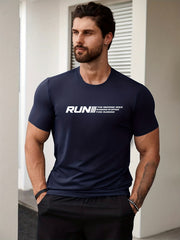 Men's Run Print T shirt Active Slightly Stretch