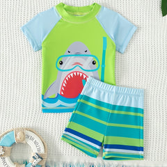 Kids Sunscreen Swimsuit Set Quick Drying Cartoon Graphic Swimwear