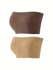 2 Pack Plus Size Sexy Tube Bra Set Comfort Wireless Stretchy Wrap Chest T shirt