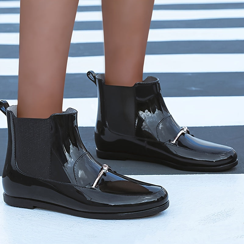 Chain Decor PVC Solid Rain Boots Wear Resistance Non Slip Durable Water Shoes