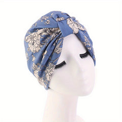 Pleated Boho Turban Cap Leopard Print Beanie Flower Elastic Skull