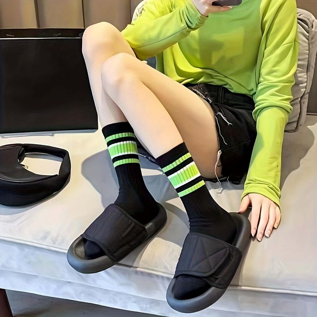 Colorblock Striped Socks Comfy & Breathable All match Women's Stockings