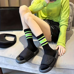 Colorblock Striped Socks Comfy & Breathable All match Women's Stockings