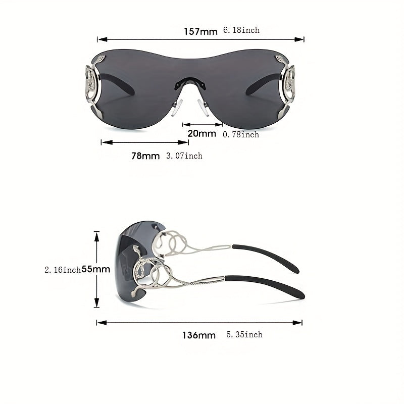 Snake Temple Sunglasses Gradient Rimless UV400