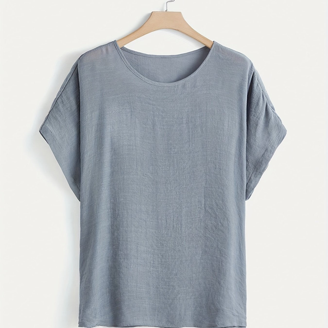 Casual Top Women's Plus Solid Short Sleeve Round Neck Oversized T