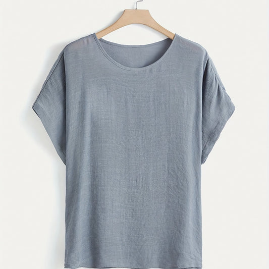 Casual Top Women's Plus Solid Short Sleeve Round Neck Oversized T