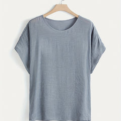 Casual Top Women's Plus Solid Short Sleeve Round Neck Oversized T