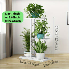 3-Layer Wrought Iron Flower Rack, 4 Pots, Balcony Succulent Plants