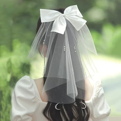 Wedding Bow Veil Satin Mesh Barrettes Bridal Party Favor Decorations