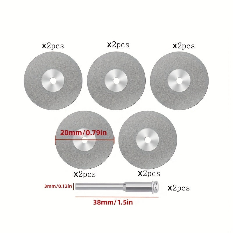12pcs Mini Diamond Cutting Disc Set for Rotary Tools - Diamond Grinding Wheels