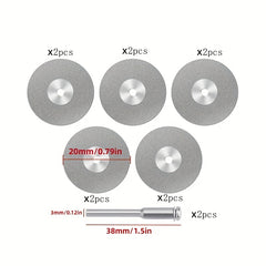 12pcs Mini Diamond Cutting Disc Set for Rotary Tools - Diamond Grinding Wheels