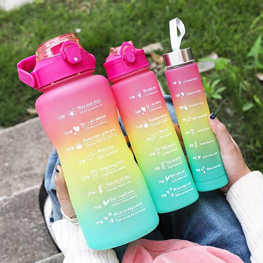 Rainbow Large Capacity Cup Gradient Plastic Water Bottle For Sports Fitness
