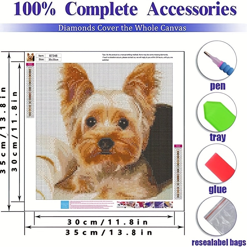 5D Diamond Painting Kit Yellow Yorkie Dogs DIY Art Home Decor