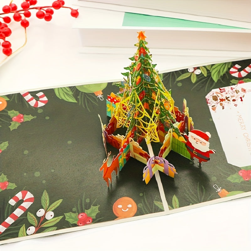 Merry Christmas Tree Popup Card With Note & Envelope