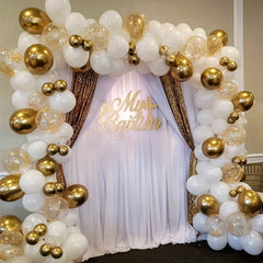Platinum Balloon Garland Arch Kit With Golden Confetti Balloons