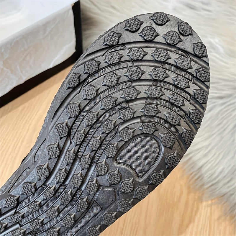 Women's Bear Pattern Plush Thermal Snow Boots Slip-on Flat Walking Shoes