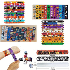 24PCS Halloween Slap Bracelets Spooky Party Wristbands Trick or Treat