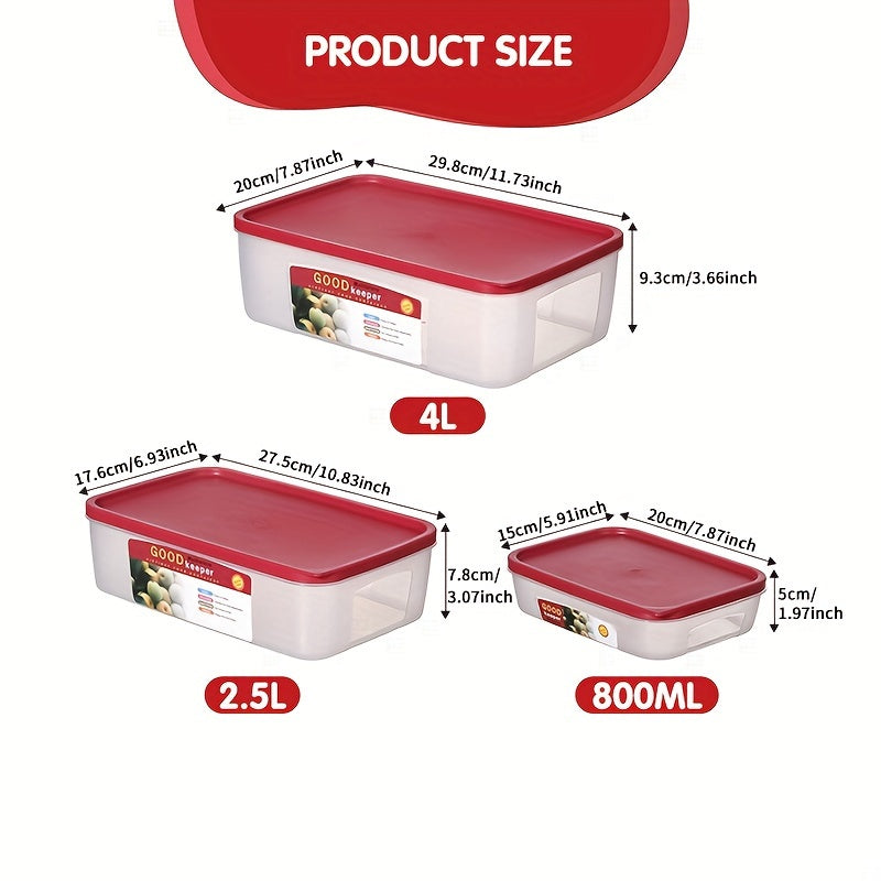 3pc Plastic Fresh Keeping Boxes Food Bento Microwaveable Storage Box