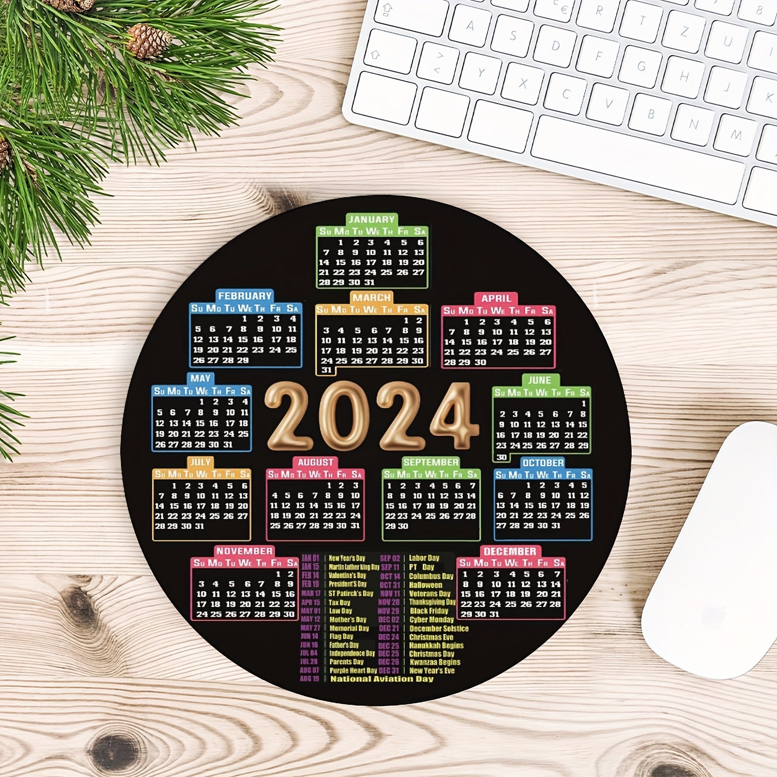 Round Mouse Pad Calendar Design for Women and Girls