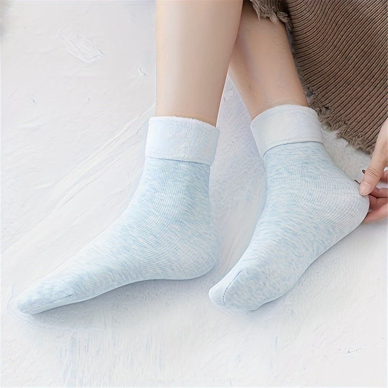 7 Pairs Plush Lined Mid Tube Socks Women's Stockings