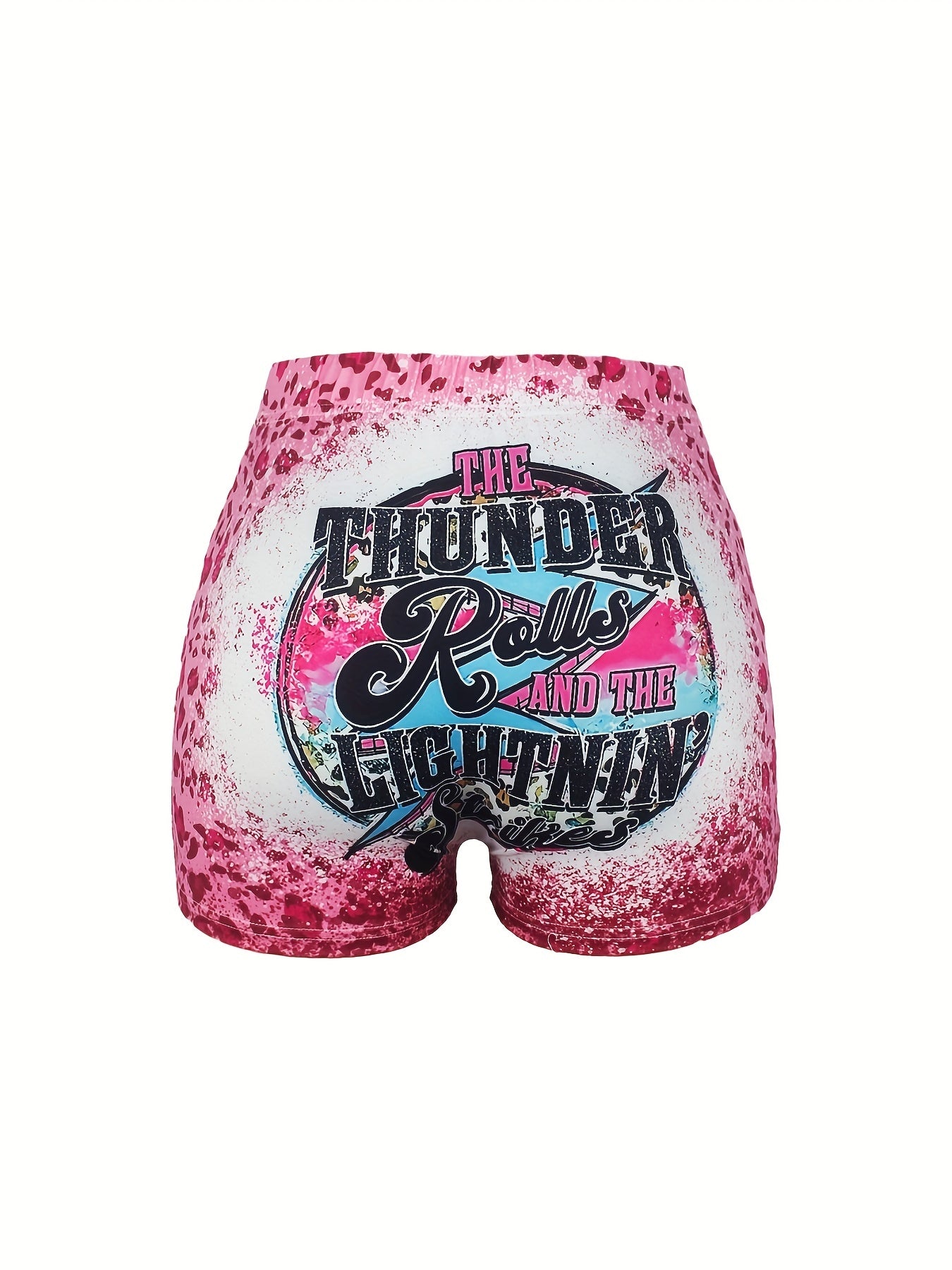 Leopard Print Skinny Shorts Casual Elastic Waist Shorts