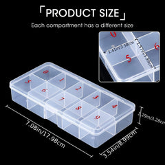 10-Section Clear Plastic Nail Tip Storage Organizer