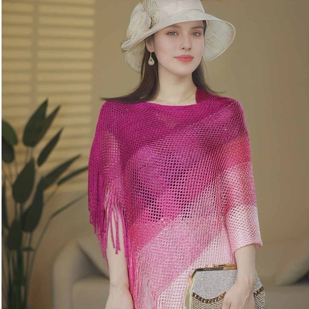 Boho Fringed Shawl Hollow Out Mature Wrap Sunscreen
