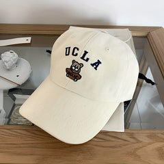 Bear Embroidered Baseball Cap Cotton Casual Sunshade Dad Hat