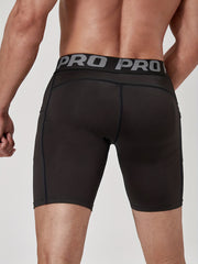 Men's Quick Dry Shorts With Side Pockets Elastic Waist Compression Shorts